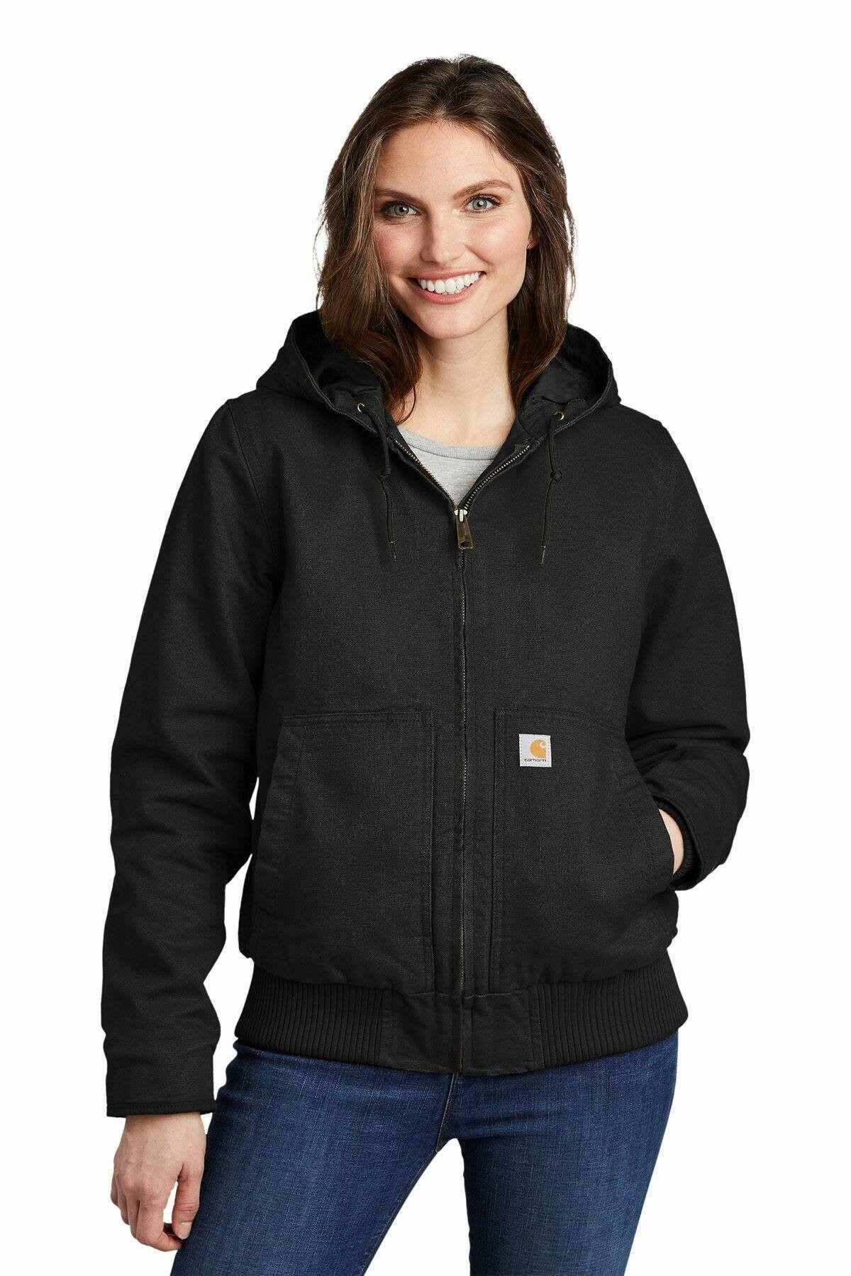 Carhartt Women's Black Washed Cotton Duck Sherpa Lined Jacket
