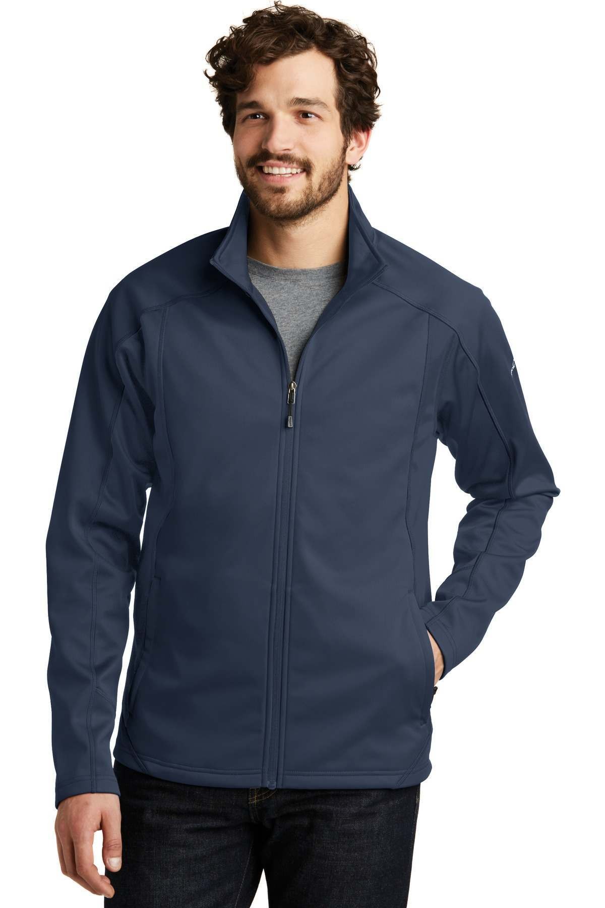 Navy blue soft shell jacket top