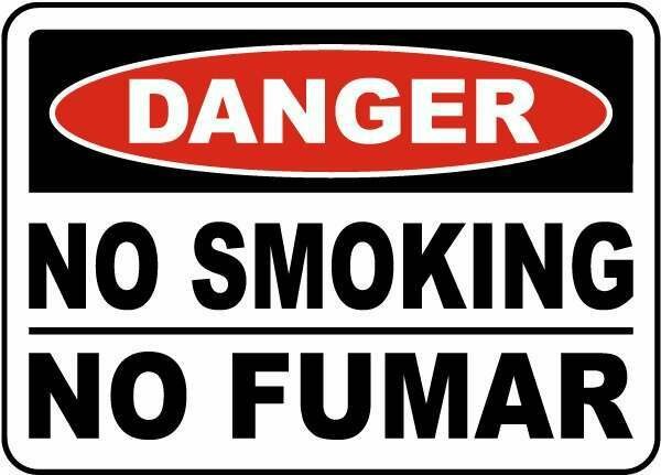 Bilingual Danger No Smoking Sign