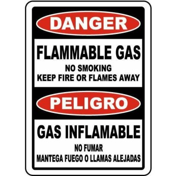 Bilingual No Smoking Flammable Gas Sign