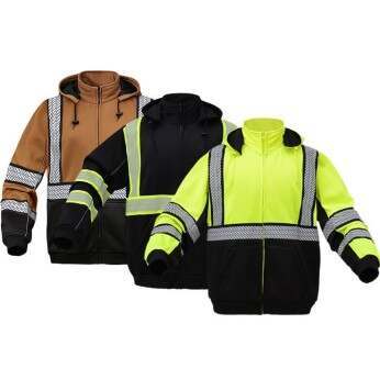 Class 3 Hi-Vis Teflon Fleece Hoodie Sweatshirt with Segmented Tape