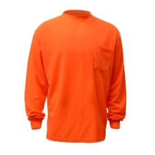 Moisture Wicking Long Slv Safety T-Shirt with Chest Pocket