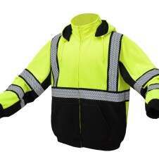 Class 3 Hi-Vis Teflon Fleece Hoodie Sweatshirt with Segmented Tape