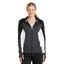 Sport-Tek Ladies Fleece Colorblock Full-Zip Hooded Jacket
