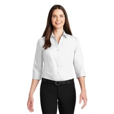 Port Authority® Ladies 3/4-Sleeve Carefree Poplin Shirt
