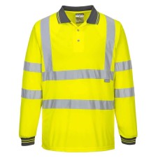 Port West Hi-Vis Long Sleeve Polo Shirt