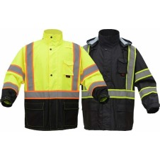 Class 3 Premium Two Tone Hooded Rain Coat Black Bottom